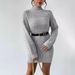 Slim-Fit Ribbed Knit Dress – Versatile Mock Neck Long Sleeve Bodycon Dress For Women (Black/White/Wine, S-XL)_ecoleips.com