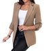 Women's Long-Sleeved Solid-Color Cardigan Suit Jacket For Autumn And Winter_ecoleips.com