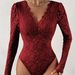 Women's Clothing Sexy Solid Color Lace Long Sleeved Hot Girl See Through Slim Jumpsuit_ecoleips.com