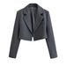 Women’s Chic Cropped Blazer – Structured Shoulder Pad Jacket In Pink/Sky Blue/Charcoal/Black (S-L, Buttonless Design)_ecoleips.com