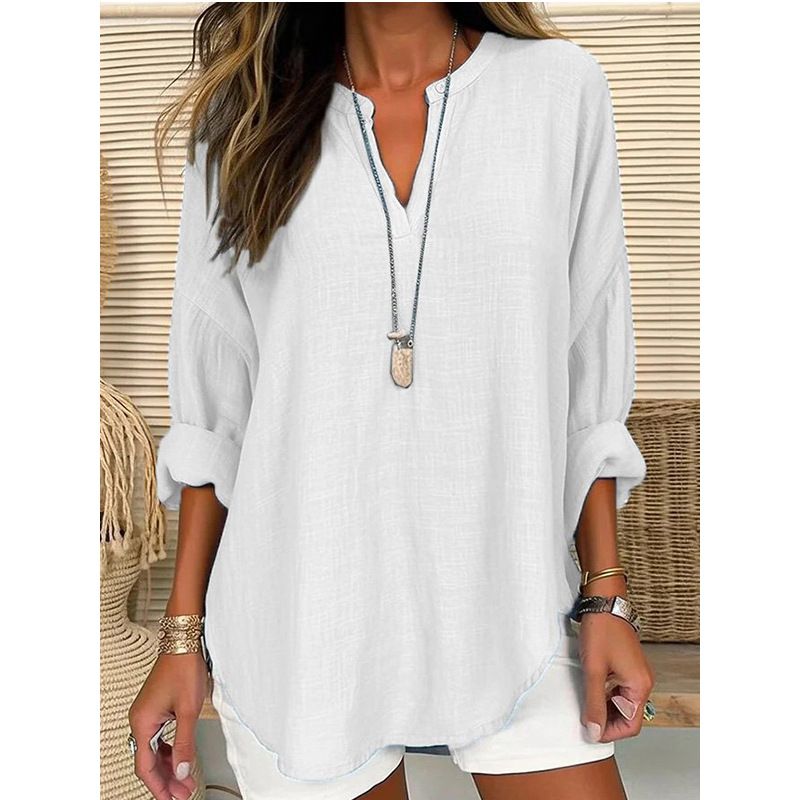 2023 Cross-Border Foreign Trade European And American Best-Selling Women's Autumn Winter V-Neck Cotton_ecoleips.com