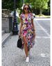 2024 Women's Summer New V-neck Printed Lace Up Dress_ecoleips.com