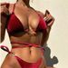 Women's Velvet Swimsuit Two-Piece Bikini Strap Backless Design Sporty Swimwear_ecoleips.com