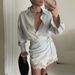 Elegant Lace Striped Long Sleeve Shirt And Skirt Set For Women Summer Style Women's Clothing_ecoleips.com