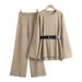 Fashionable Women's Outfit 2026 Spring And Autumn New Style Elegant Ladies' Knit Slimming Sweater Wide-Leg Pants_ecoleips.com