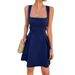 Women's Clothing Women's Elegant Solid Color Sleeveless Suspender Dress Short Style For Formal & Casual For Women_ecoleips.com
