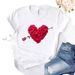 European And American Cross-border Foreign Trade Women's Clothing, Simple Heart-printed Round-neck Short-sleeve T-shirt_ecoleips.com