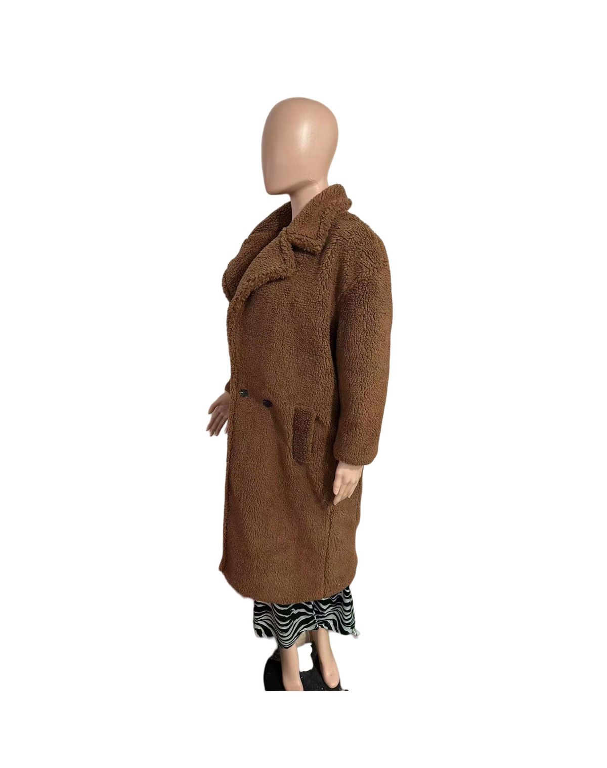 Women's Mid-Length Windbreaker Large Size Wool Blend Coat Solid Color Loose Fit For Autumn Winter Casual Outerwear_ecoleips.com