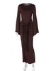 Hugcitar Elegant Solid Long Flare Sleeve Bandage Sexy Bodycon Maxi Dress Autumn Winter Women Clothes Birthday Party Festival_ecoleips.com