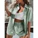 New Spring And Summer Casual Temperament Women's Striped Two-piece Short Sleeved Shirt Set_ecoleips.com