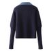 Women’s Clothing Autumn and winter new cardigan sweater for women Korean loose denim stitching knitted jacket outerwear top_ecoleips.com