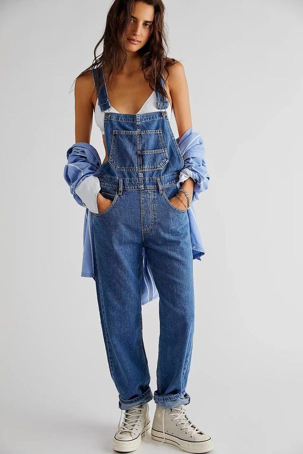 Women's Clothing Fashion Casual Loose Women's Denim Overalls Pants_ecoleips.com