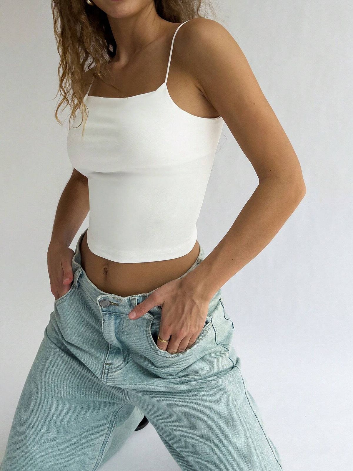 Women's Clothing Solid Color Spaghetti Straps Flat Tube Top Ice Silk Suspenders Slim Hot Girl Short Versatile Vest_ecoleips.com