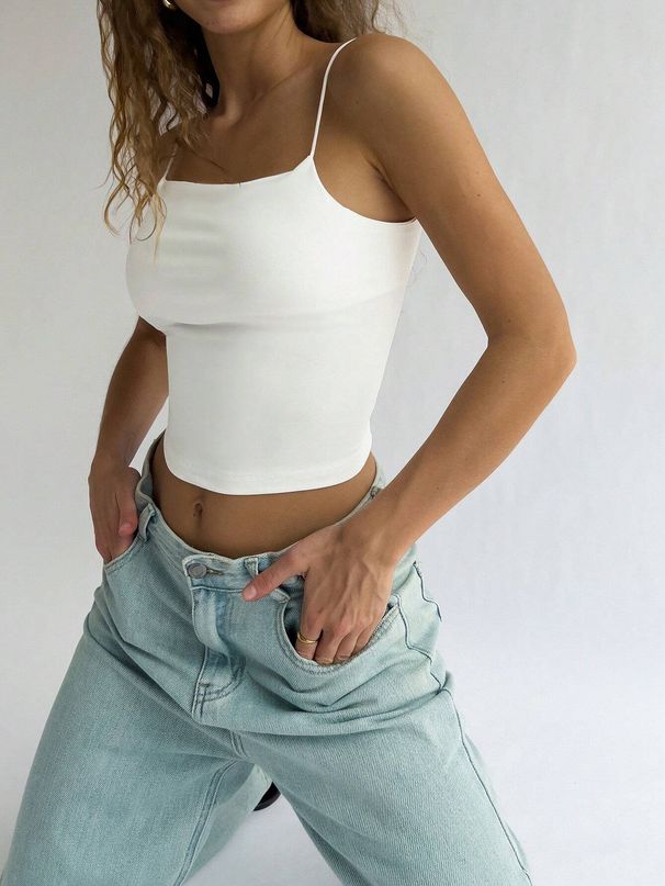 Women's Clothing Solid Color Spaghetti Straps Flat Tube Top Ice Silk Suspenders Slim Hot Girl Short Versatile Vest_ecoleips.com