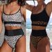 Leopard Print Halter Top Bikini Set For Women Sexy Two-Piece Swimsuit European Style Tight Fit Sleeveless Wire-Free With Chest Pad_ecoleips.com