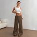2026 New European And American Pure Cotton Fashion Casual Solid Color Loose Wide-Leg Floor-Length_ecoleips.com