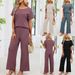 Women's Solid Color Lace Trim Sleeveless Top & Pants Set – Breathable Cotton-Polyester Lounge Wear For Summer – Casual Office & Vacation Outfit_ecoleips.com