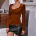 Voya French-style Square-neck Pullover Long-sleeve T-shirt Women, Spring/summer Version, Elegant And Versatile, Made Of_ecoleips.com