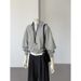 two-piece Polo Collar Gray Sweatshirt For Women, 2025 New Korean Style Early Autumn Design, Niche And High-end Top_ecoleips.com