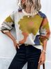 Women's Floral Jacquard Sweater – Oversized Long Sleeve Knit Top In Red/Wine/Pink/Blue (S-XL) | Cozy & Stylish_ecoleips.com