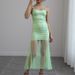 Women's Sexy Solid Color Off Shoulder Halter Mesh Bodycon Midi Dress – Summer Party Gown_ecoleips.com