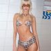 Women's Summer Lace Plaid Bikini Set Halter Neck Bra & Low Waisted Drawstring Shorts Beach Vacation Style Regular Fit_ecoleips.com