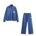 Women's Clothing Spring New Style College Style Long Sleeved Sweater Casual Pants Suit_ecoleips.com