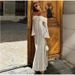 Women's Fashionable Off-Shoulder Long Dress Sexy Waist Cinching Lace Bell Sleeves Garment_ecoleips.com