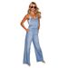 Cross-border European And American Popular Summer Fashion New Trendy Women's Loose Side-pocket Denim Jumpsuit For_ecoleips.com