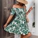 Aria Basics Aria Basics 2025 Women's New Summer Cross-Border European And American Foreign Trade Short-Sleeve Off-Shoulder Floral Print_ecoleips.com
