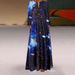 New Fashion 3D Starry Sky Print Long Sleeve Maxi Dress High Waist Slimming Long Dress For Women Casual Daily Wear_ecoleips.com