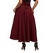 Elegant Flowy Midi Skirt With Crisscross Ties - Soft Polyester Fabric, A-Line Silhouette, Black/Grey/Burgundy, S/M/L Sizes_ecoleips.com
