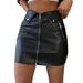 Women's Fashion Sexy Skirt Metal Zipper High Waist PU Leather Mini Hip Skirt_ecoleips.com