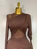 Elegant Brown Mesh Fold Long Sleeve Bodycon Dress Women Evening Party Club Sexy Perspective Fashion Luxury Birthday Dresses EYC8_ecoleips.com