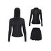 Women's Slim Fit Outerwear Three Piece Set With Hooded Skirt And Gold Jacket In Stock Sports Running Yoga Clothing_ecoleips.com