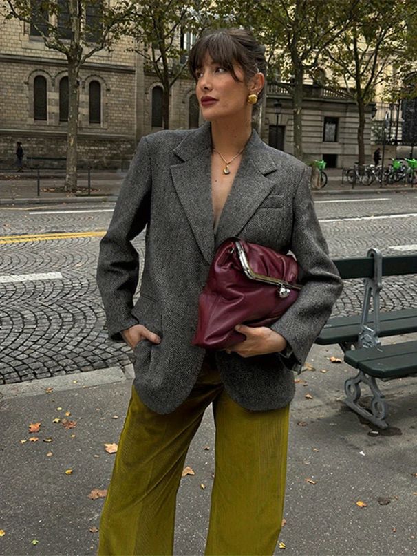 2026 Women's Woolen Suit Jacket In Hepburn-Style Medium-Length Fashionable Retro Top_ecoleips.com
