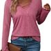 Autumn/Winter: Women's Casual, Simple-Style Garment With A V-Neck Design, Crossed Long Sleeves, Made Of Cotton In A Soli_ecoleips.com