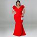 Plus Size Women's Bodycon Dress Summer New Arrival Ruffled Sleeve Backless Sexy Design Casual Elegant Women's Long Dress_ecoleips.com