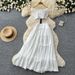 Women's Clothing Women's Sweet Style Two Piece Set Off Shoulder Puff Sleeve Top And High Waisted Tiered Skirt Slimming High Waist Summer_ecoleips.com