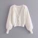 Verve Cardigan Jacket Camisole Rhinestone Button Set Women's New LD Plush Mohair V-neck High-waisted Shorts Long Sleeve_ecoleips.com