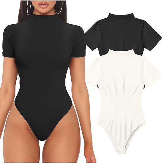 Women's Onesie Sexy Ribbed Turtleneck Short-sleeved Top Yoga Onesie_ecoleips.com