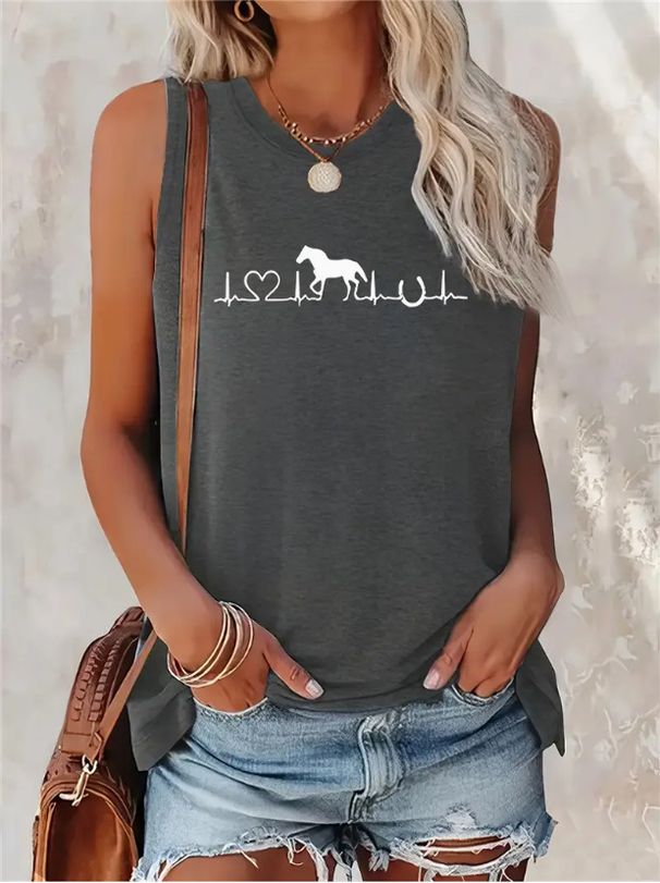 Aria Basics Aria Basics Cross-Border European And American Spring Summer New Sleeveless Casual T-Shirt A12 Print_ecoleips.com