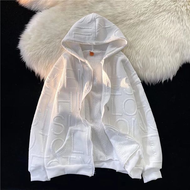 Women's Clothing Autumn And Winter Thickened Plus Velvet Lamb Wool Sweater Men Ins Trendy Brand Design Top Hooded Loose Warm Jacket_ecoleips.com