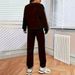 Women's Autumn Winter Bow Print Fleece Lined Thick Sports Sweatshirt Set Casual Loose Fit Pattern_ecoleips.com