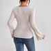 Voya Ladies' Elegant Style T-shirt With Square Collar And Flared Sleeves For Spring And Summer, Slim Fit Long Sleeved Top For Ladies_ecoleips.com