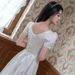 2025 New French Simple V Neck White Satin Light Wedding Dress_ecoleips.com