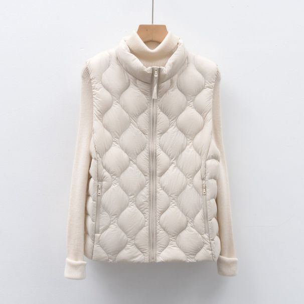Pinghu Chixin 90 New National Standard Women's Autumn Winter Lightweight Down Jacket Wave Pattern Stand Collar Vest Coat_ecoleips.com
