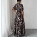 New Cross-Border Elegant Leopard Print V-Neck Long Dress European And American_ecoleips.com