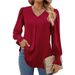 Verve 2025 Women's New TK Chiffon Blouse V-neck Pullover Flared Long Sleeve Top Shirt_ecoleips.com