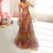 2025 New European And American Spring/Summer Mesh Printed Strap INS Vacation Casual Party Dress_ecoleips.com